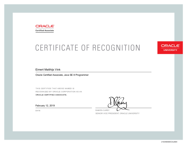 Oracle OCA Java SE 8 Programmer